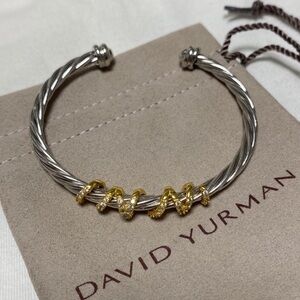 David Yurman Silver Bracelet with Gold Accents 4mm